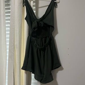 Dark green romper with tie front